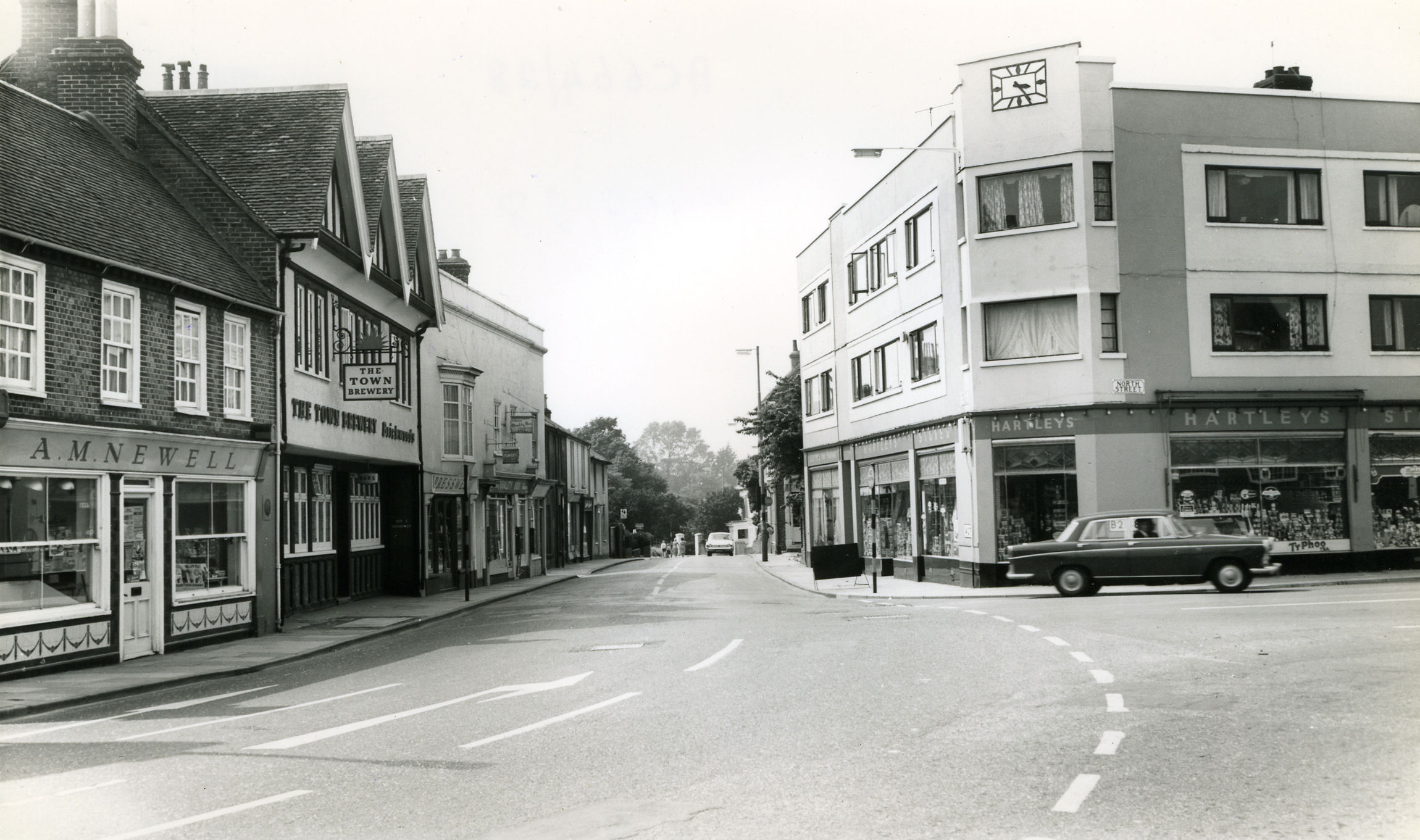 B/W photograph of West Street towards Mill Pond, Emsworth taken in